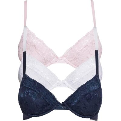 bonprix Push-up-BH mit feiner Spitze (3er Pack)blau 95Damen bonprix Push-up-BH mit feiner Spitze (3er Pack)blau 95Damen
