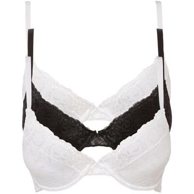 bonprix Push-up-BH mit feiner Spitze (3er Pack)schwarz 90Damen bonprix Push-up-BH mit feiner Spitze (3er Pack)schwarz 90Damen
