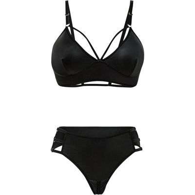bonprix Bustier und String ouvert mit Wetlook (2-tlg.Set)schwarz 44Damen bonprix Bustier und String ouvert mit Wetlook (2-tlg.Set)schwarz 44Damen