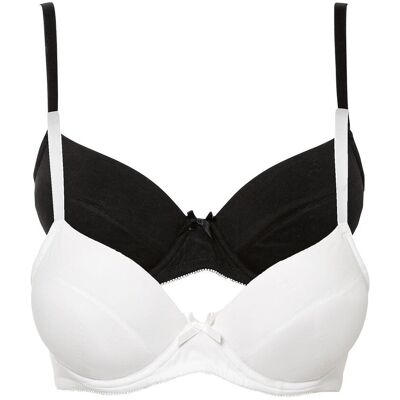 bonprix Push-up-BH mit Bügel mit Bio-Baumwolle (2er Pack)schwarz 75Damen bonprix Push-up-BH mit Bügel mit Bio-Baumwolle (2er Pack)schwarz 75Damen