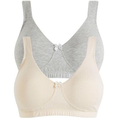 bonprix Minimizer T-Shirt BH ohne Bügel mit Bio-Baumwolle (2er Pack)beige 85Damen bonprix Minimizer T-Shirt BH ohne Bügel mit Bio-Baumwolle (2er Pack)beige 85Damen