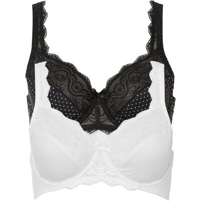 bonprix Bügel-BH mit zarter Spitze (2er Pack)schwarz 105Damen bonprix Bügel-BH mit zarter Spitze (2er Pack)schwarz 105Damen