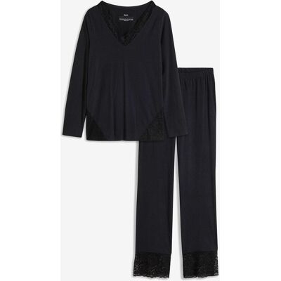 bonprix Pyjama mit zarter Spitzeschwarz 48Damen bonprix Pyjama mit zarter Spitzeschwarz 48Damen
