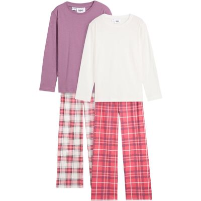 bonprix Pyjama aus reiner Bio-Baumwolle (4-tlg. Set)weiß 128Mädchen bonprix Pyjama aus reiner Bio-Baumwolle (4-tlg. Set)weiß 128Mädchen