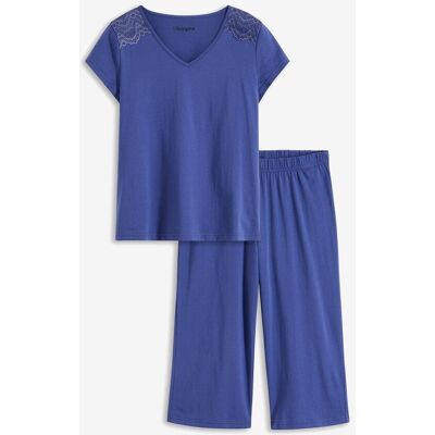 bonprix Capri Pyjama mit weiter Culotteblau 52Damen bonprix Capri Pyjama mit weiter Culotteblau 52Damen