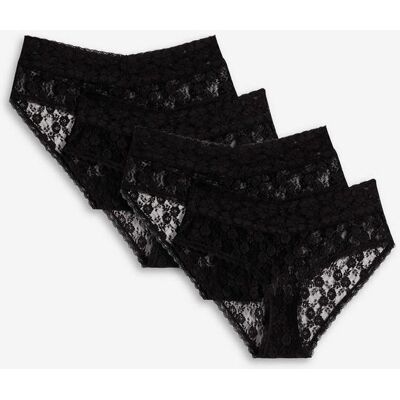 bonprix Highwaist Slip aus Spitze mit Raffung (4er Pack)schwarz 36Damen bonprix Highwaist Slip aus Spitze mit Raffung (4er Pack)schwarz 36Damen