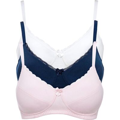 bonprix BH ohne Bügel mit Baumwolle (3er Pack)rosa 100Damen bonprix BH ohne Bügel mit Baumwolle (3er Pack)rosa 100Damen