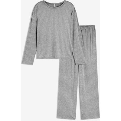 bonprix Pyjama aus weichem Pointelle-Jerseygrau 36Damen bonprix Pyjama aus weichem Pointelle-Jerseygrau 36Damen