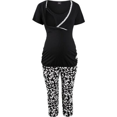 bonprix Capri Still Pyjama mit Bio-Baumwolleschwarz 40Damen bonprix Capri Still Pyjama mit Bio-Baumwolleschwarz 40Damen