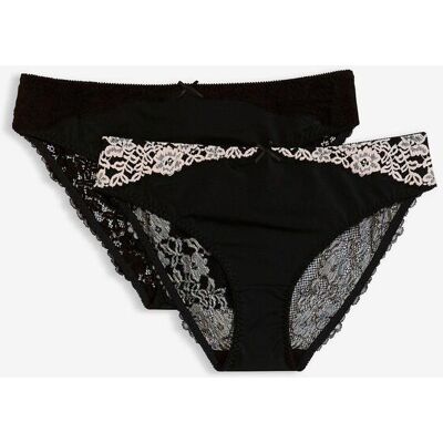 bonprix Slip mit zarter Spitze (2er Pack)schwarz 52Damen bonprix Slip mit zarter Spitze (2er Pack)schwarz 52Damen