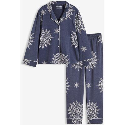 bonprix Pyjama mit Knopfleisteblau 56Damen bonprix Pyjama mit Knopfleisteblau 56Damen