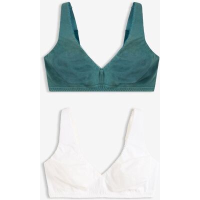 bonprix Bralette ohne Bügel mit Baumwolle (2er Pack)petrol 80Damen bonprix Bralette ohne Bügel mit Baumwolle (2er Pack)petrol 80Damen