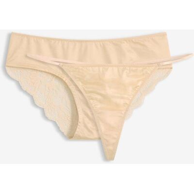 bonprix Hipster+ Tanga String mit weicher Spitze (2er Pack)rosa 36Damen bonprix Hipster+ Tanga String mit weicher Spitze (2er Pack)rosa 36Damen