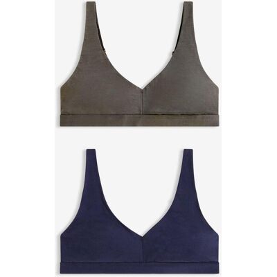 bonprix Bralette ohne Bügel mit Bio-Baumwolle (2er Pack)grau 44Damen bonprix Bralette ohne Bügel mit Bio-Baumwolle (2er Pack)grau 44Damen