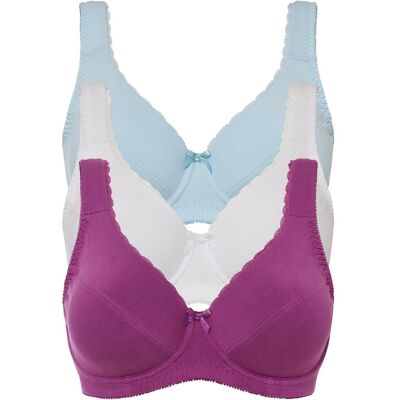 bonprix BH mit Bügel mit Bio Baumwolle (3er Pack)lila 75Damen bonprix BH mit Bügel mit Bio Baumwolle (3er Pack)lila 75Damen