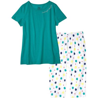 bonprix Capri Pyjama aus reiner Baumwollegrün 56Damen bonprix Capri Pyjama aus reiner Baumwollegrün 56Damen