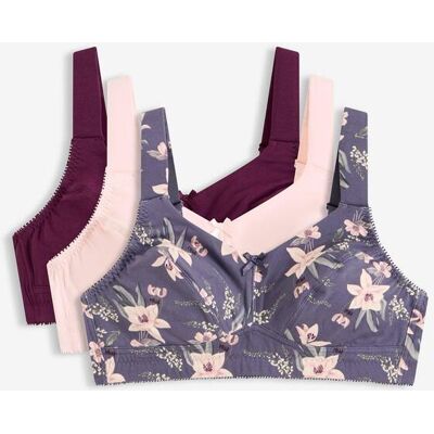 bonprix BH ohne Bügel mit Bio-Baumwolle (3er Pack)lila 90Damen bonprix BH ohne Bügel mit Bio-Baumwolle (3er Pack)lila 90Damen