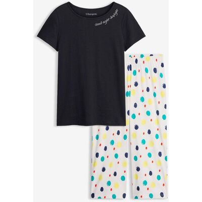 bonprix Capri Pyjama aus reiner Baumwolleschwarz 48Damen bonprix Capri Pyjama aus reiner Baumwolleschwarz 48Damen