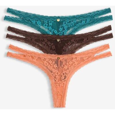 bonprix Tanga String mit floraler Spitze (3er Pack)braun 44Damen bonprix Tanga String mit floraler Spitze (3er Pack)braun 44Damen