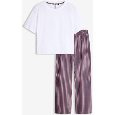 bonprix Pyjama mit gewebter Hoseweiß 44Damen bonprix Pyjama mit gewebter Hoseweiß 44Damen