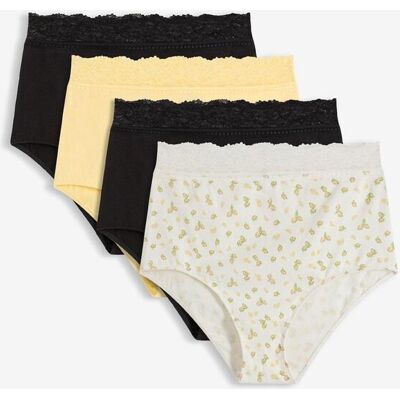 bonprix Highwaist Slip mit weicher Baumwolle (4er Pack)schwarz 52Damen bonprix Highwaist Slip mit weicher Baumwolle (4er Pack)schwarz 52Damen