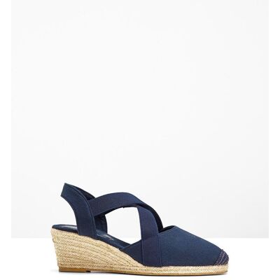 bonprix Keilsandaletten mit elastischen Riemenblau 41Damen bonprix Keilsandaletten mit elastischen Riemenblau 41Damen