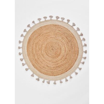 bonprix Runder Kelim-Teppich mit Fransenbeige 1 (Ø 90 cm)false bonprix Runder Kelim-Teppich mit Fransenbeige 1 (Ø 90 cm)false