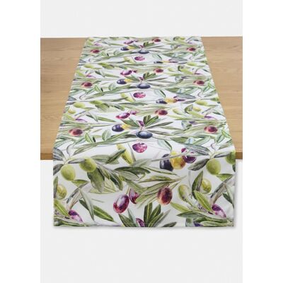 bonprix Tischläufer mit Olivzweigen, wasserabweisendgrün 1 (LxB 180/30 cm)false bonprix Tischläufer mit Olivzweigen, wasserabweisendgrün 1 (LxB 180/30 cm)false