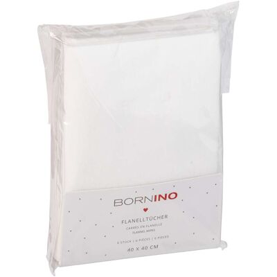 Bornino 6er-Pack Flanelltücher 40x40 cm weiss Bornino 6er-Pack Flanelltücher 40x40 cm weiss