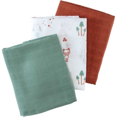 Bornino 3er-Pack Mullwindeln 80x80 cm mehrfarbig Bornino 3er-Pack Mullwindeln 80x80 cm mehrfarbig