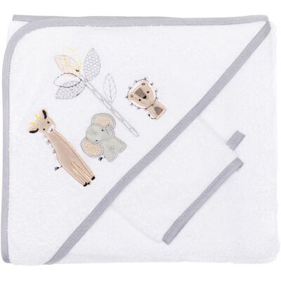 Fillikid - Safari - Weiß - 100x100 cm - Baby-Handtuch Fillikid - Safari - Weiß - 100x100 cm - Baby-Handtuch