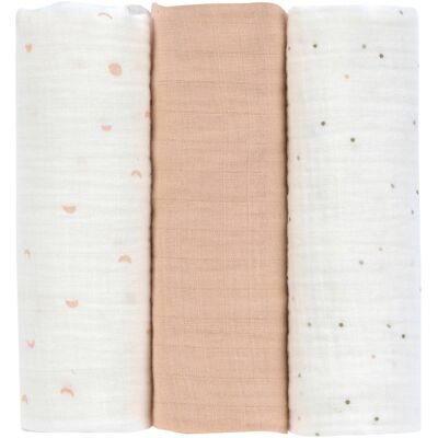 Lässig 3er-Pack Mullwindeln 85x85 cm weiss orange Lässig 3er-Pack Mullwindeln 85x85 cm weiss orange