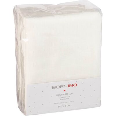 Bornino 8er-Pack Mullwindeln 80x80 cm weiss Bornino 8er-Pack Mullwindeln 80x80 cm weiss