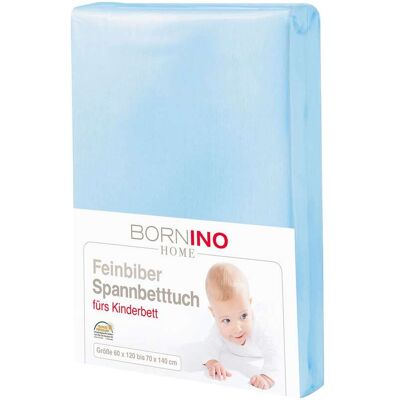 BORNINO HOME Feinbiber-Spannbetttuch 60x120 cm - 70x140 cm hellblau BORNINO HOME Feinbiber-Spannbetttuch 60x120 cm - 70x140 cm hellblau