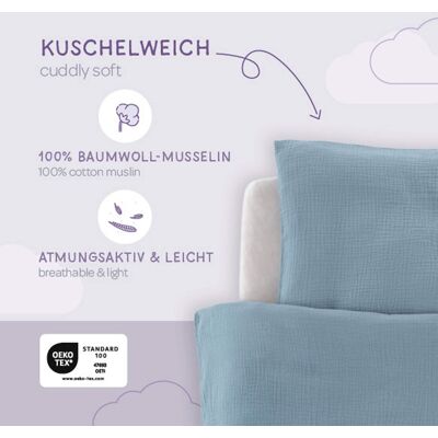 Träumeland Bettwäsche Baumwollmusselin 40x60 / 100x135 cm denim Träumeland Bettwäsche Baumwollmusselin 40x60 / 100x135 cm denim