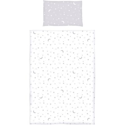 BORNINO HOME Bettwäsche Mond und Sterne 40x60 / 100x135 cm grau weiss BORNINO HOME Bettwäsche Mond und Sterne 40x60 / 100x135 cm grau weiss