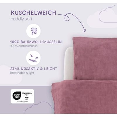 Träumeland Bettwäsche Baumwollmusselin 40x60 / 100x135 cm dunkelrot Träumeland Bettwäsche Baumwollmusselin 40x60 / 100x135 cm dunkelrot