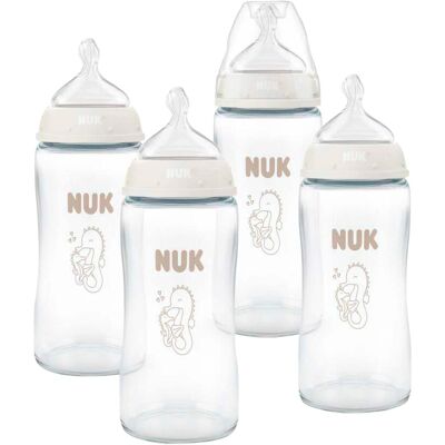 NUK 4er-Set Babyflaschen First Choice aus Glas, 240ml weiss NUK 4er-Set Babyflaschen First Choice aus Glas, 240ml weiss