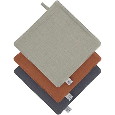 Lässig Baby Waschlappen - 3er Set, Bio-Baumwolle Lässig Baby Waschlappen - 3er Set, Bio-Baumwolle