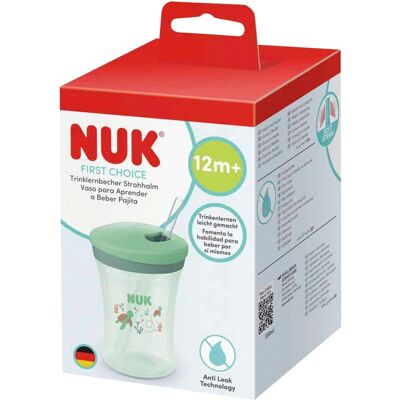 NUK Trinklernflasche mit Strohhalm First Choice, 230ml gruen NUK Trinklernflasche mit Strohhalm First Choice, 230ml gruen