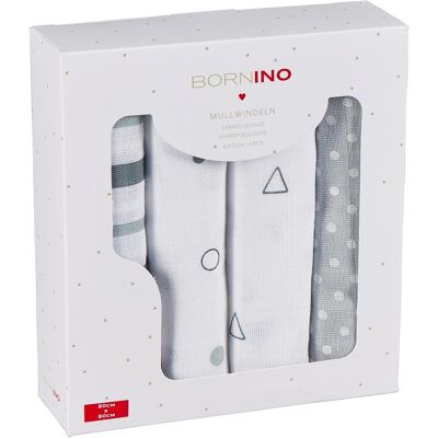 Bornino 4er-Pack Mullwindeln 80x80 cm grau Bornino 4er-Pack Mullwindeln 80x80 cm grau