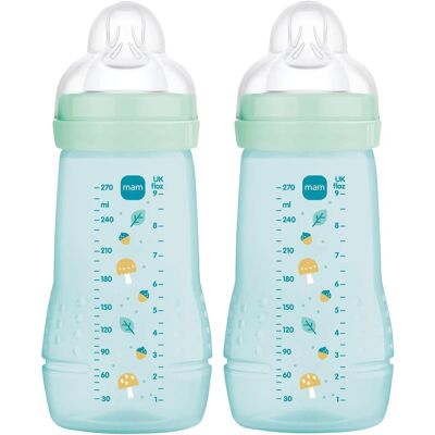 MAM 2er-Pack Babyflaschen Easy Active, Weithals, 270 ml, ab 0M gruen MAM 2er-Pack Babyflaschen Easy Active, Weithals, 270 ml, ab 0M gruen