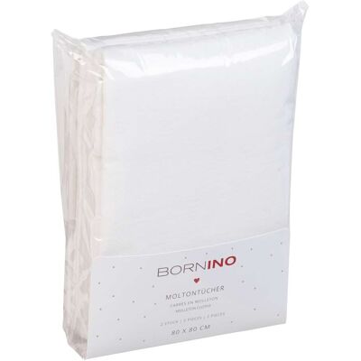 Bornino 2er-Pack Moltontücher 80x80 cm weiss Bornino 2er-Pack Moltontücher 80x80 cm weiss