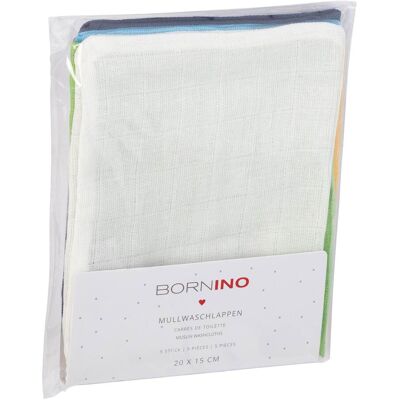 Bornino 5er-Pack Mullwaschlappen 15x20 cm mehrfarbig Bornino 5er-Pack Mullwaschlappen 15x20 cm mehrfarbig