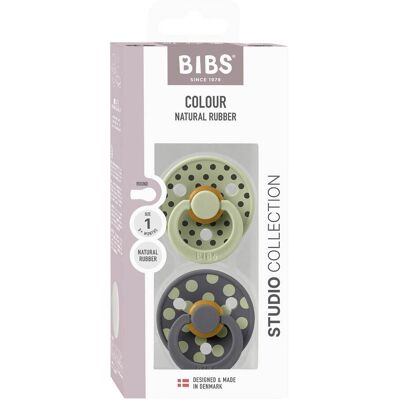 BIBS 2er-Pack Polka Collection Schnuller Latex, 0-6M gruen grau BIBS 2er-Pack Polka Collection Schnuller Latex, 0-6M gruen grau
