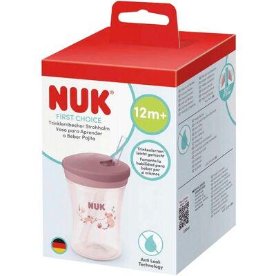NUK Trinklernflasche mit Strohhalm First Choice, 230ml rosa NUK Trinklernflasche mit Strohhalm First Choice, 230ml rosa