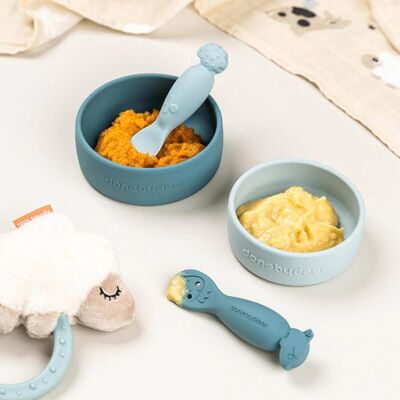 Done by Deer 2er-Pack Babylöffel Tiny Farm blau Done by Deer 2er-Pack Babylöffel Tiny Farm blau