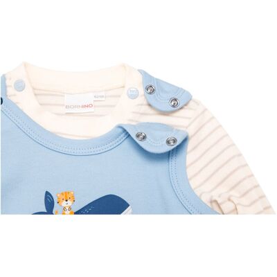 Bornino Strampler-Set 2-tlg. mit Shirt Wal hellblau natur Bornino Strampler-Set 2-tlg. mit Shirt Wal hellblau natur