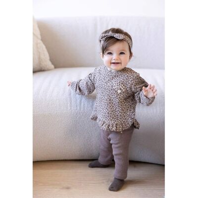 Feetje Sweatshirt Leoprint Rüschen beige braun Feetje Sweatshirt Leoprint Rüschen beige braun