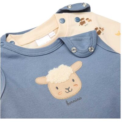 Bornino Strampler-Set 2-tlg. mit Shirt Schaf blau natur Bornino Strampler-Set 2-tlg. mit Shirt Schaf blau natur